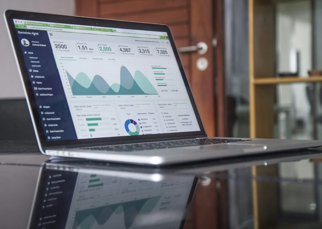 Omnichannel HCP Engagement Framework: 5 Layers, 90 Days 2 Analytics dashboard on a laptop showing multi-channel engagement metrics and performance data for pharma brand managers